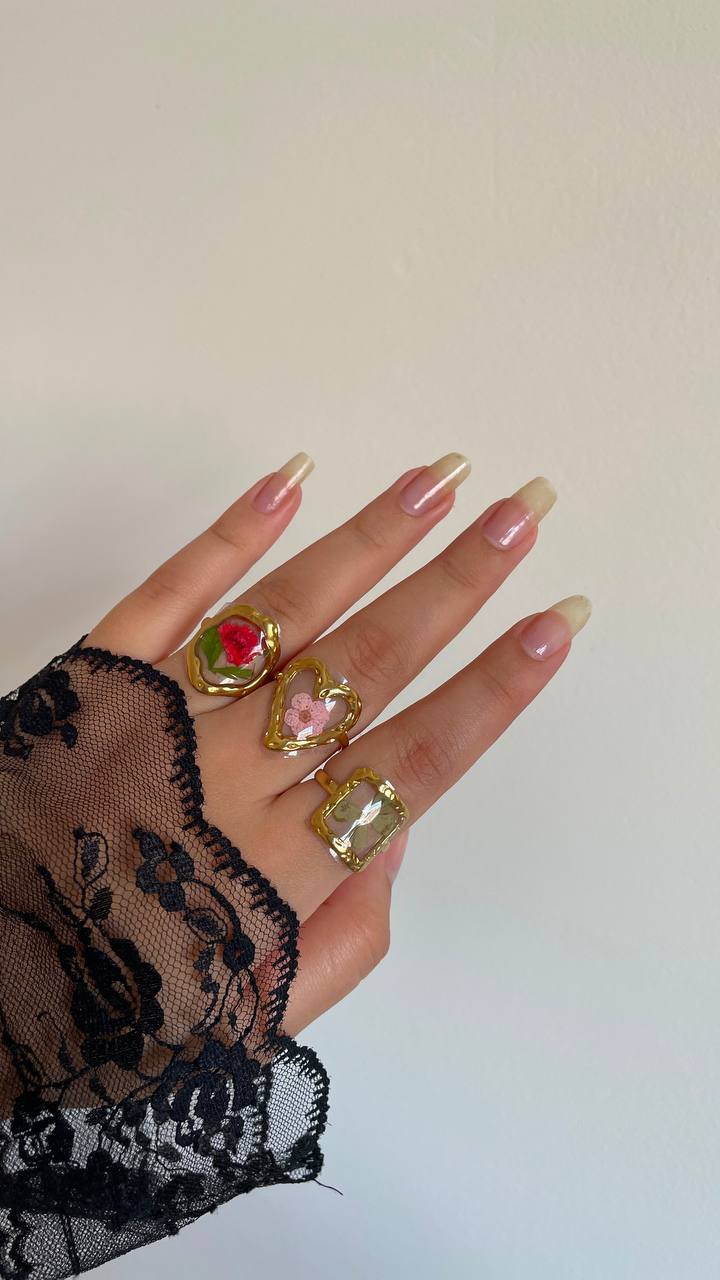 Bagues Fleurs Séchées — Collection Botanique Dorée ✨